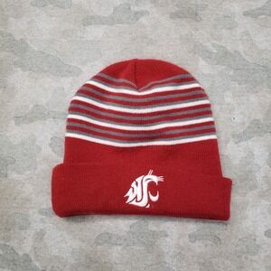 Washington State Cougars Beanie Adult Red Outdoors College Football Logo
